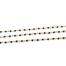 Load image into Gallery viewer, 5ft Metallic Blue Pyrite 2-2.5mm Gold Wire Wrapped Beads Rosary | Gemstone Rosary Chain | Wholesale Chain Faceted Crystal
