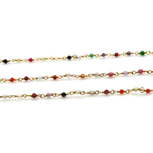 Load image into Gallery viewer, 5ft Multi Color Stone 2-2.5mm Gold Wire Wrapped Beads Rosary | Gemstone Rosary Chain | Wholesale Chain Faceted Crystal
