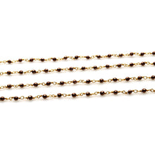 Load image into Gallery viewer, 5ft Brown Pyrite 2-2.5mm Gold Wire Wrapped Beads Rosary | Gemstone Rosary Chain | Wholesale Chain Faceted Crystal
