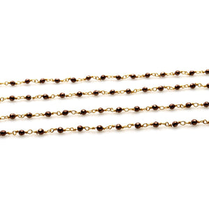 5ft Brown Pyrite 2-2.5mm Gold Wire Wrapped Beads Rosary | Gemstone Rosary Chain | Wholesale Chain Faceted Crystal