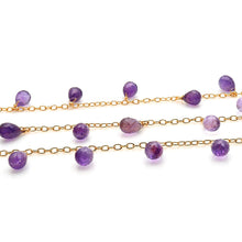Load image into Gallery viewer, Amethyst 10x6mm Cluster Rosary Chain Faceted Gold Plated Dangle Rosary 5FT
