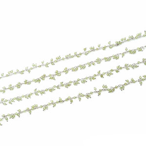 Peridot 2-2.5mm Cluster Rosary Chain Faceted Silver Plated Dangle Rosary 5FT