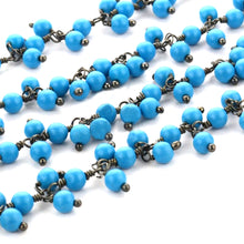 Load image into Gallery viewer, Turquoise 2-2.5mm Cluster Rosary Chain Faceted Oxidized Dangle Rosary 5FT

