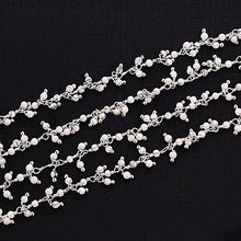 Load image into Gallery viewer, Howlite 2-2.5mm Cluster Rosary Chain Faceted Silver Plated Dangle Rosary 5FT
