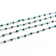 Load image into Gallery viewer, 5ft Turquoise 2-2.5mm Rose Gold Wire Wrapped Beads Rosary | Gemstone Rosary Chain | Wholesale Chain Faceted Crystal
