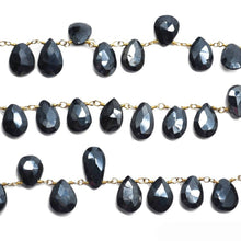 Load image into Gallery viewer, Black Pyrite 10x7mm Cluster Rosary Chain Faceted Gold Plated Dangle Rosary 5FT
