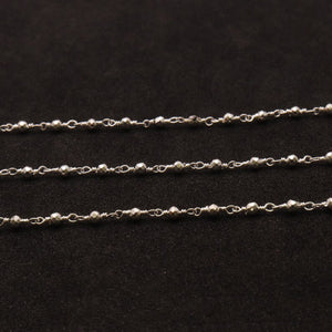 5ft Silver Pyrite 2-2.5mm Silver Wire Wrapped Beads Rosary | Gemstone Rosary Chain | Wholesale Chain Faceted Crystal