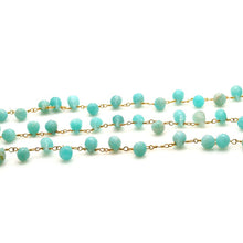 Load image into Gallery viewer, Amazonite 8x5mm Cluster Rosary Chain Faceted Gold Plated Dangle Rosary 5FT
