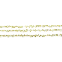 Load image into Gallery viewer, Peridot 1.5-2mm Cluster Rosary Chain Faceted Gold Plated Dangle Rosary 5FT
