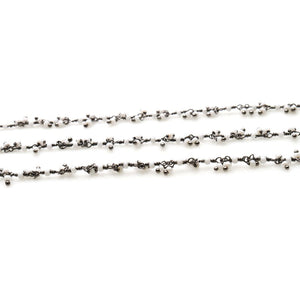 Synthetic Pearl 2-2.5mm Cluster Rosary Chain Faceted Oxidized Dangle Rosary 5FT