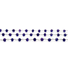 Load image into Gallery viewer, Amethyst 4mm Round Faceted Silver Plated Beads Rosary 5FT
