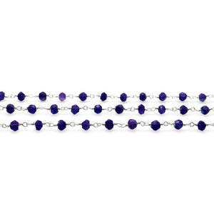 Amethyst 4mm Round Faceted Silver Plated Beads Rosary 5FT