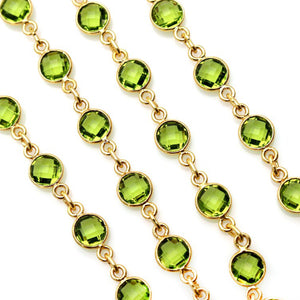 Peridot Round 5mm Gold Plated Wholesale Bezel Continuous Connector Chain