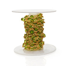 Load image into Gallery viewer, Peridot Round 5mm Gold Plated Wholesale Bezel Continuous Connector Chain
