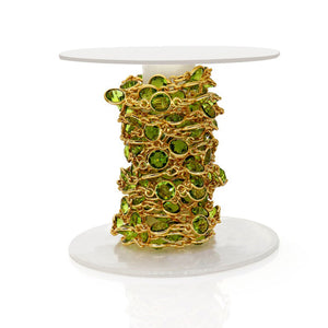 Peridot Round 5mm Gold Plated Wholesale Bezel Continuous Connector Chain