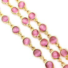 Load image into Gallery viewer, Pink Monalisa Round 5mm Gold Plated Wholesale Bezel Continuous Connector Chain
