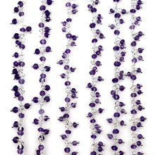 Load image into Gallery viewer, Amethyst 2.5-3mm Cluster Rosary Chain Faceted Silver Plated Dangle Rosary 5FT
