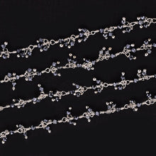 Load image into Gallery viewer, Mystique Pyrite 2-2.5mm Cluster Rosary Chain Faceted Silver Plated Dangle Rosary 5FT
