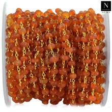 Load image into Gallery viewer, Carnelian Faceted Large Beads 5-6mm Gold Plated Rosary Chain
