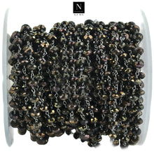 Load image into Gallery viewer, Mystique Pyrite Faceted Large Beads 5-6mm Oxidized Rosary Chain
