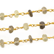 Load image into Gallery viewer, Lemon Topaz Faceted Large Beads 5-6mm Gold Plated Rosary Chain
