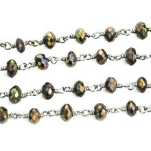Load image into Gallery viewer, Mystique Pyrite Faceted Large Beads 5-6mm Oxidized Rosary Chain
