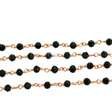 Load image into Gallery viewer, 5ft Black Spinel 3-3.5mm Rose Gold Wire Wrapped Beads Rosary | Gemstone Rosary Chain | Wholesale Chain Faceted Crystal
