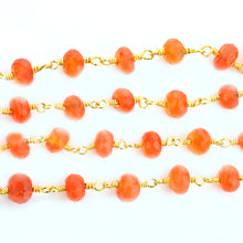 Load image into Gallery viewer, Carnelian Faceted Large Beads 5-6mm Gold Plated Rosary Chain
