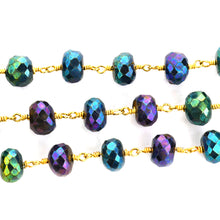 Load image into Gallery viewer, Mystique Pyrite Faceted Large Beads 7-8mm Gold Plated Rosary Chain
