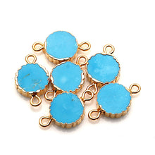 Load image into Gallery viewer, 10pc Set Zig Zag Gold Electroplated Round Double Bail Gemstone Link Connector 12mm
