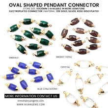 Load image into Gallery viewer, 10pc Set Oval 10x20mm Double Bail Gold Dipped Gemstone Connector
