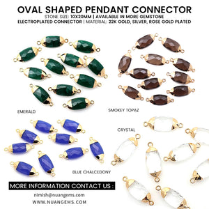 10pc Set Oval 10x20mm Double Bail Gold Dipped Gemstone Connector