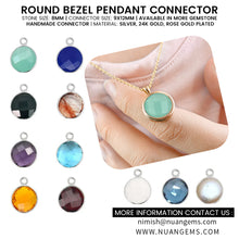 Load image into Gallery viewer, 10pc Set Round Custom Stone Single Birthstone Single Bail Silver Plated Bezel Link Gemstone Connectors 8mm
