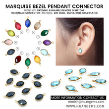 Load image into Gallery viewer, 10pc Set Marquise Shape Birthstone Single Bail Gold Plated Bezel Link Gemstone Connectors 8X12mm
