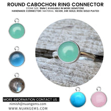 Load image into Gallery viewer, 10pc Set Round Cabochon Single Birthstone Single Bail Silver Plated Bezel Link Gemstone Connectors 8mm
