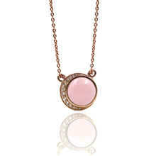 Load image into Gallery viewer, 5PC Crescent Moon Shape Pendants and Necklaces | Round Rose Gold Plated Birthstone | Gemstone Moon Pendant

