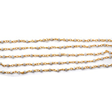 Load image into Gallery viewer, 5ft Mother of Pearl 2-2.5mm Gold Wire Wrapped Beads Rosary | Gemstone Rosary Chain | Wholesale Chain Faceted Crystal
