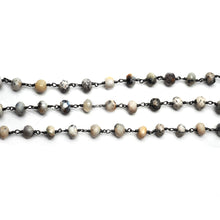 Load image into Gallery viewer, Dendrite Opal Faceted Large Beads 7-8mm Oxidized Rosary Chain
