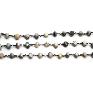 Dendrite Opal Faceted Large Beads 7-8mm Oxidized Rosary Chain