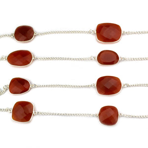 Carnelian 15mm Mix Shape Silver Plated Wholesale Connector Rosary Chain