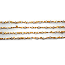 Load image into Gallery viewer, 5ft Crystal Rondelle 2-2.5mm Gold Wire Wrapped Beads Rosary | Gemstone Rosary Chain | Wholesale Chain Faceted Crystal
