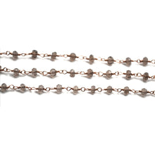 Load image into Gallery viewer, 5ft Smoky Topaz 3-3.5mm Rose Gold Wire Wrapped Beads Rosary | Gemstone Rosary Chain | Wholesale Chain Faceted Crystal
