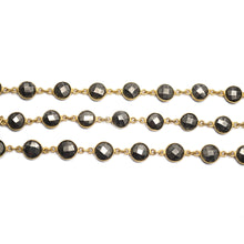 Load image into Gallery viewer, Pyrite 8mm Round Gold Plated Bezel Continuous Connector Chain
