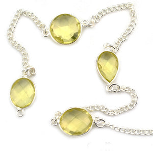 Lemon Topaz 10-15mm Mix Shape Silver Plated Wholesale Connector Rosary Chain