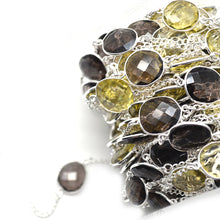 Load image into Gallery viewer, Smoky With Lemon Topaz 10-15mm Mix Shape Silver Plated Wholesale Connector Rosary Chain
