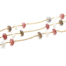 Load image into Gallery viewer, Multi Color 7-8mm Faceted Large Beads Gold Plated Rosary Chain
