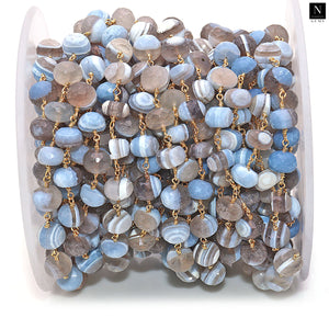 Boulder Opal Faceted Large Beads 7-8mm Gold Plated Rosary Chain