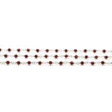 Load image into Gallery viewer, Synthetic Sunstone Faceted Bead Rosary Chain 3-3.5mm Silver Plated Bead Rosary 5FT

