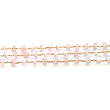 Load image into Gallery viewer, Rose Quartz Faceted Large Beads 7-8mm Gold Plated Rosary Chain
