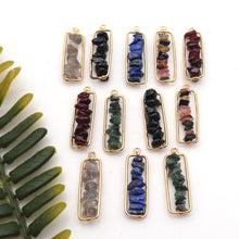 Load image into Gallery viewer, 5PC Chip Beads Gemstone Necklace | Rectangle Hoop Connector Gemstone Bar Pendant | Chip Beads Jewellery Necklace Pendant
